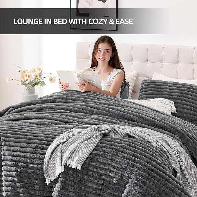 Smoofy Fluffy King Size Comforter Set 3 Pieces - Image 6