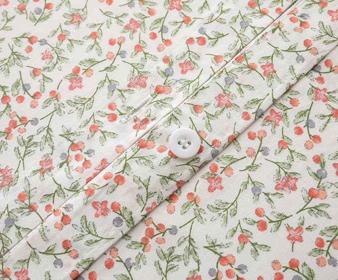 SLEEPBELLA Duvet Cover Queen, 600 Thread Count Cotton Red & Yellow Floral - Image 5