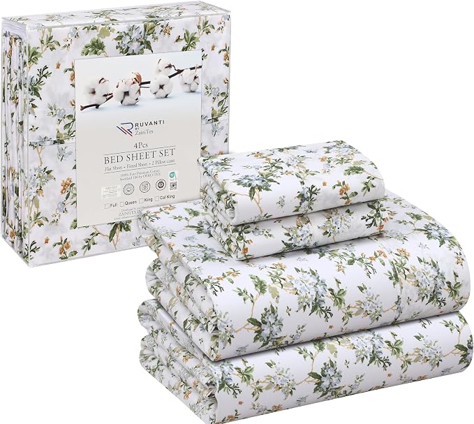 RUVANTI 100% Cotton Sheets – Full Size Percale Bedding, Cooling & Breathable - Image 8