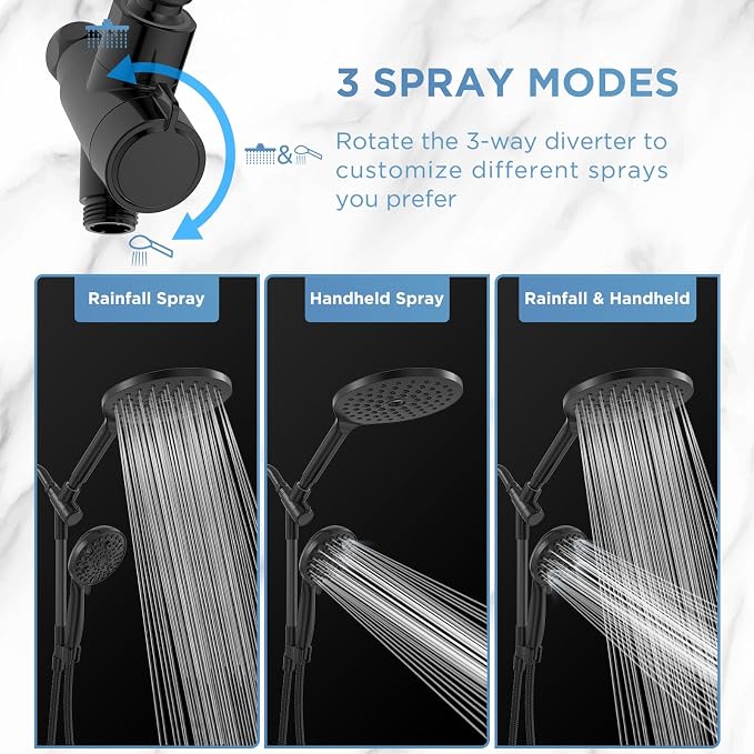 MakeFit Dual Handheld Shower Head Combo, 2-in-1 Rain Shower Heads System 8 Inch - Image 5