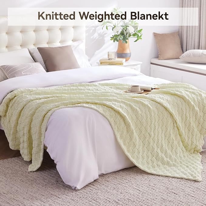 Knitted Weighted Blanket for Adult, No Beads Heavy Blanket 48” x 72'' 12lbs - Image 6