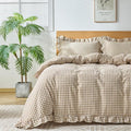 Gingham Duvet Cover King Size, 3 Pieces Soft Breathable Microfiber Plaid by Kisswish