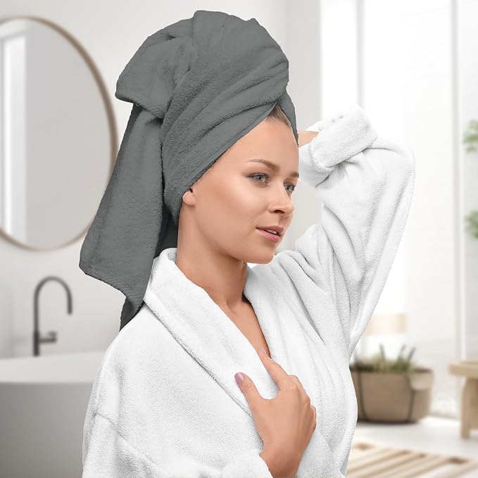Avalon Towels Grey Bath Towels Set of 4 pcs, 100% Cotton Towel Absorbent and - Image 2