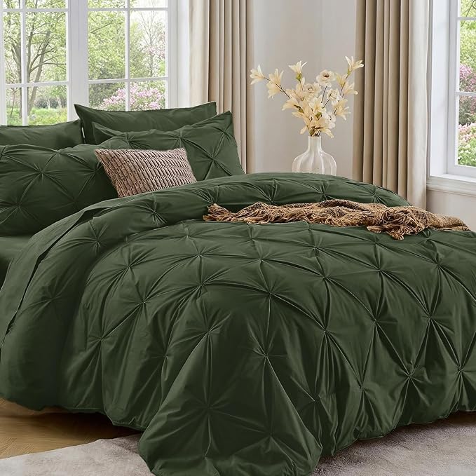 Sasttie California King Comforter Set, 7-Piece Bed in a Bag, Pintuck Bedding by SASTTIE