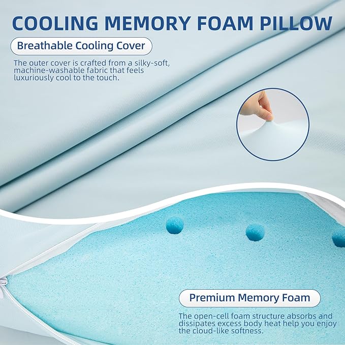 Sycoodeal Cooling Memory Foam Pillow Queen Size - Image 2