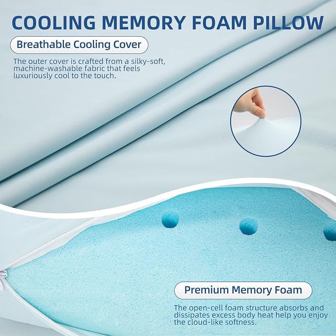 Sycoodeal Cooling Memory Foam Pillow King Size - Image 2