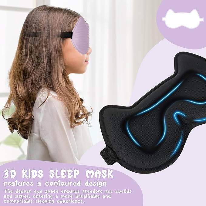 Kids Sleep Mask Eye Mask: 3D Contoured Cup Sleeping Masks, Blindfold - Image 6