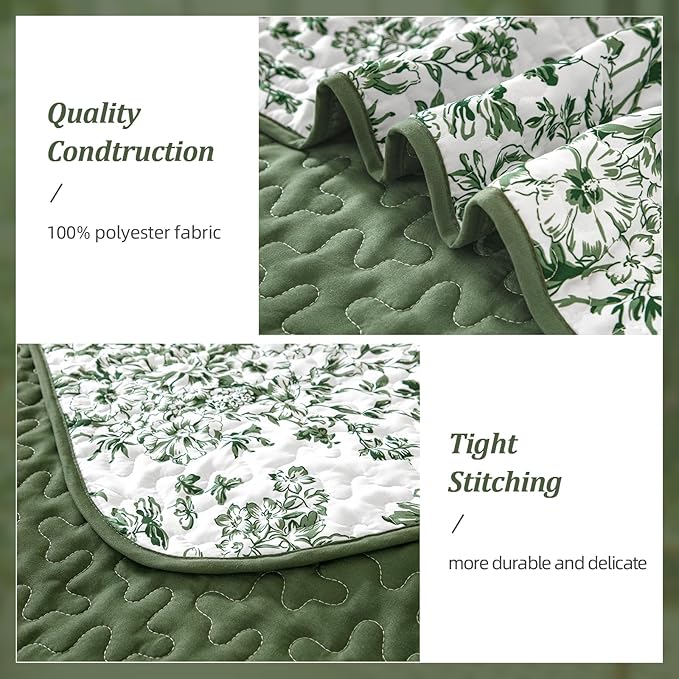 WONGS BEDDING Quilt King Size, Botanical Quilt - Image 4