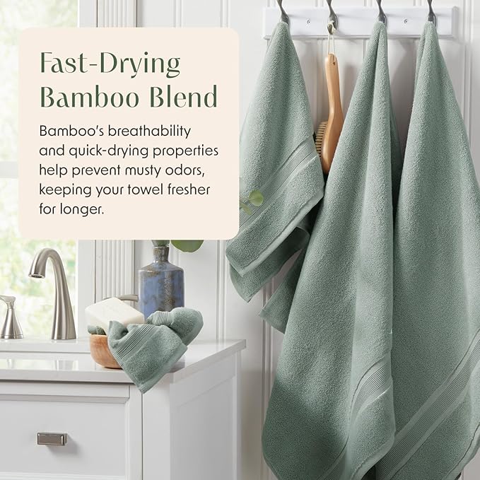 Springtree Home Luxury Bamboo Rayon Bath Towel Set 6 Piece Set | 35% Bamboo - Image 5