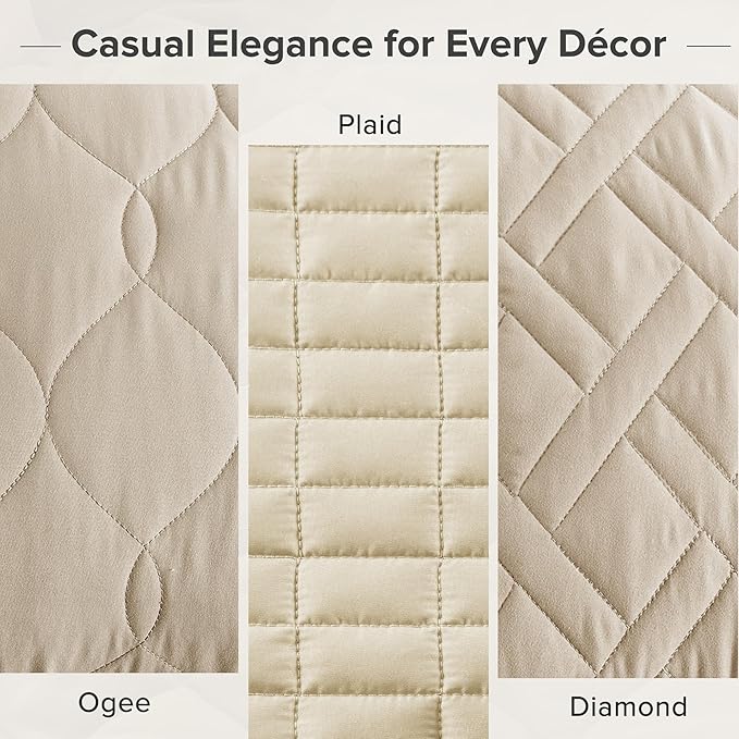 Comfort Spaces King Quilt Set Modern Reversible Diamond Coverlet King Bedding - Image 5