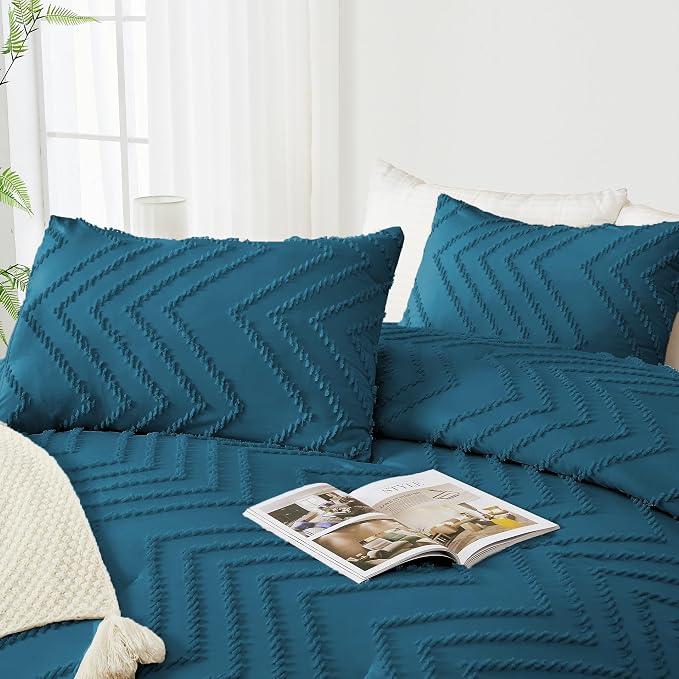 Andency Teal Comforter Set Queen Size, Boho Soft Warm Tufted Bedding Comforter - Image 4
