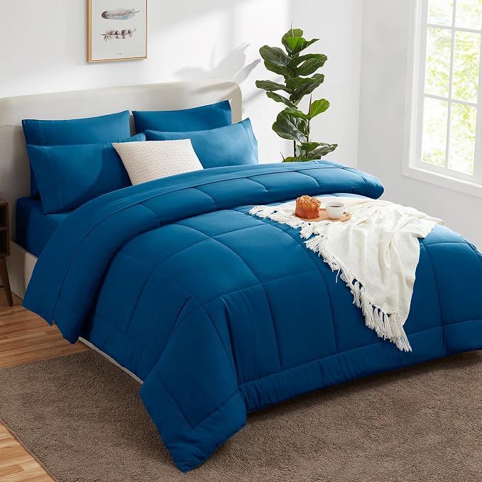CozyLux Queen Comforter Set Teal, 7 Pieces Bed in a Bag, Teal Comforters Queen - Image 8