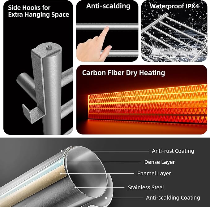 P&Dlusir Towel Warmer, Heated Towel Rack - Image 4