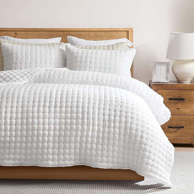 WDCOZY White King Size Quilt Bedding Sets by WDCOZY