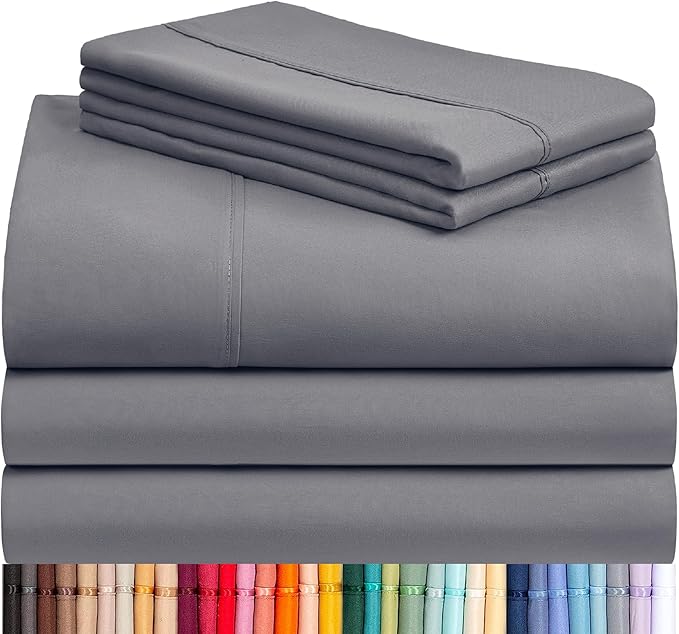 LuxClub 5 PC Split King Sheet Set, Deep Pockets Wrinkle Free Cooling Bed Sheets by LuxClub