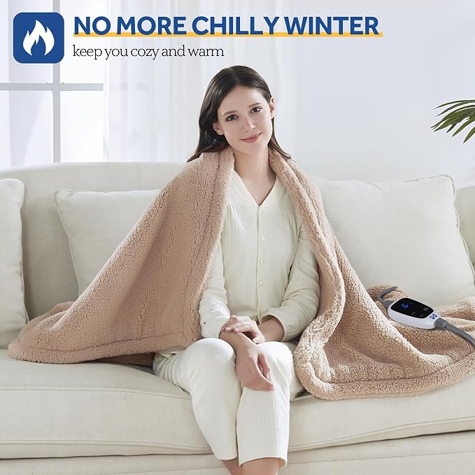 Sealy Electric Blanket Heated Throw 50"x60" Soft Double Sherpa Super Cozy - Image 2