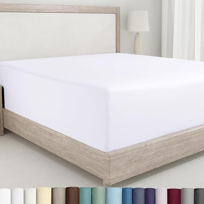 California Design Den King Size Fitted Sheet White, 100% Cotton 400 Thread by CaliforniaDesignDen