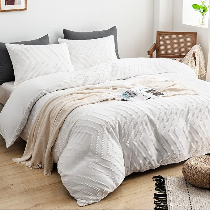 WARMDERN Boho Duvet Cover Set, Tufted Bedding Duvet Covers Soft Washed - Image 2