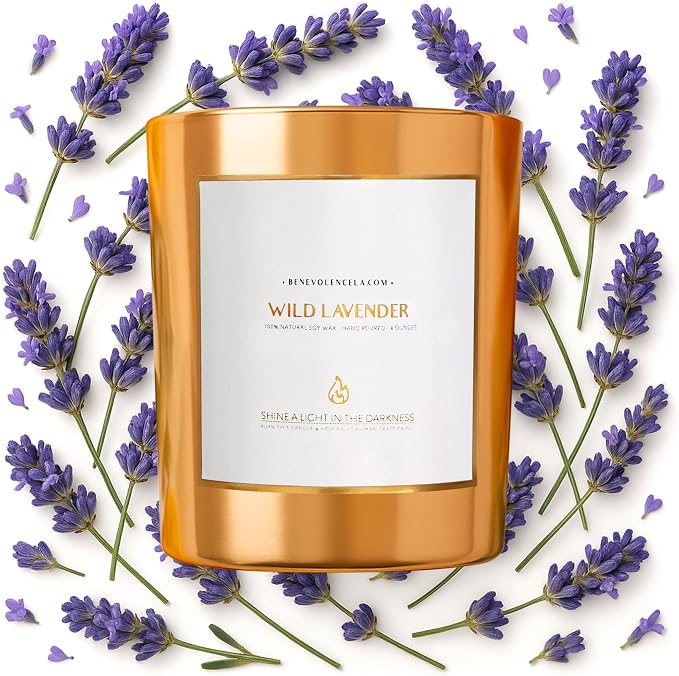Benevolence LA Wild Lavender Wood Wick Candle | Soy Christmas Scented Candles by BenevolenceLA