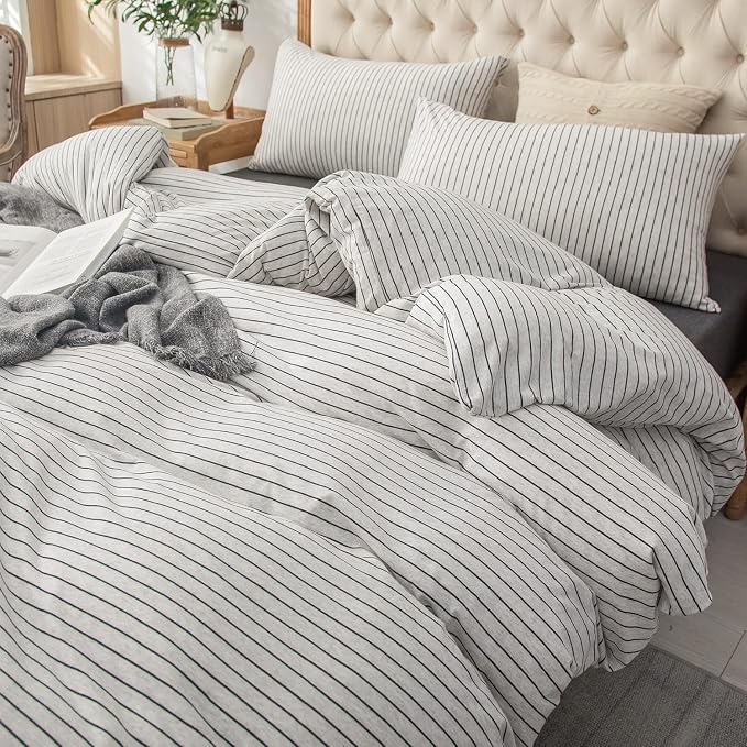 PURE ERA Jersey Knit Duvet Cover Set 100% T-Shirt Heather Cotton Super Soft - Image 5