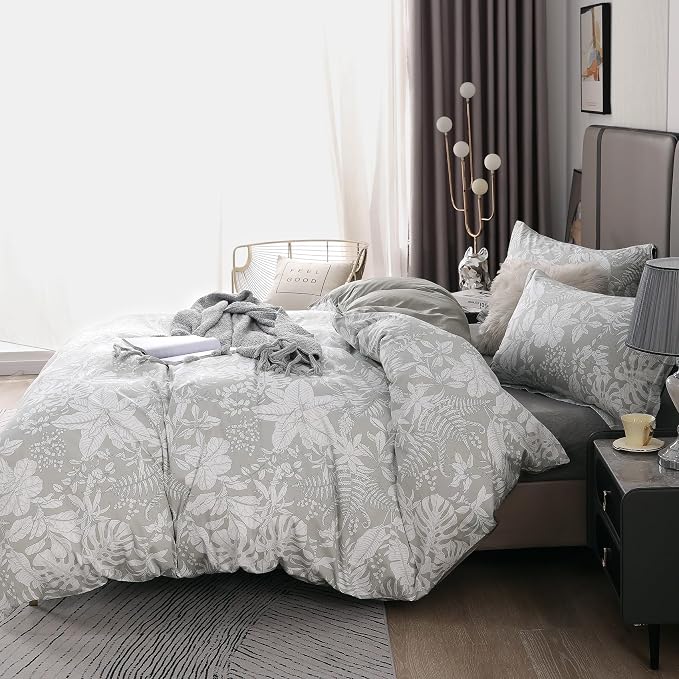 OAITE Duvet Cover Set Twin Size Floral Pattern 600 Thread Count Ultra Soft 100% - Image 4