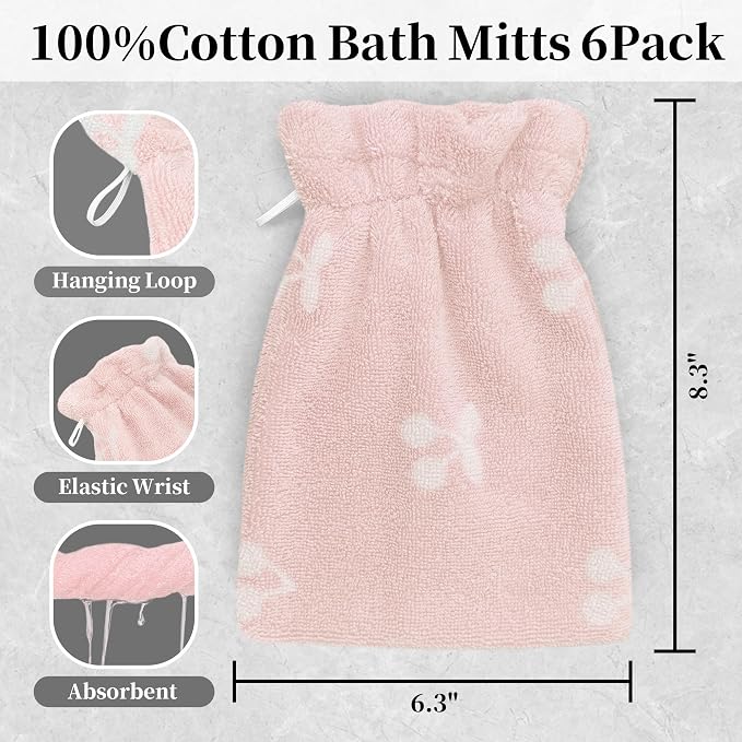 VOOVA & MOVAS Baby Wash Cloths 6-Pack, 100% Cotton Soft Absorbent Washcloths - Image 2
