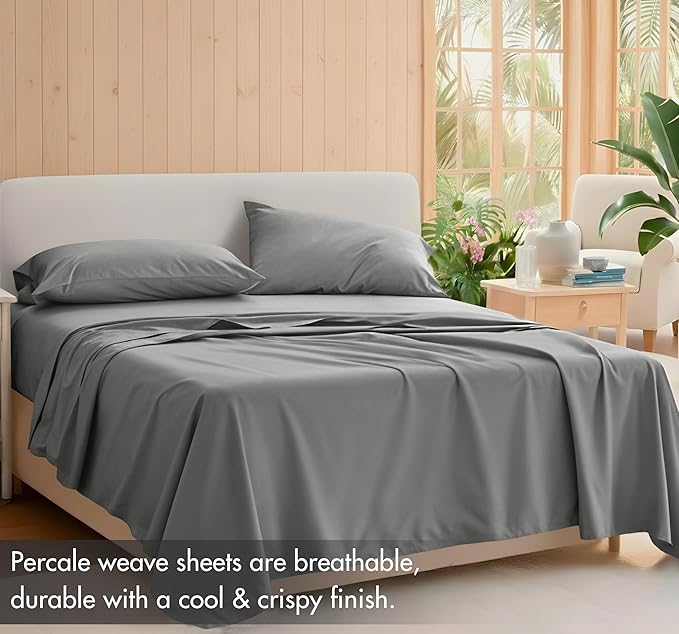 RUVANTI 100% Cotton Sheets – King Size Percale Bedding, Cooling & Breathable - Image 2