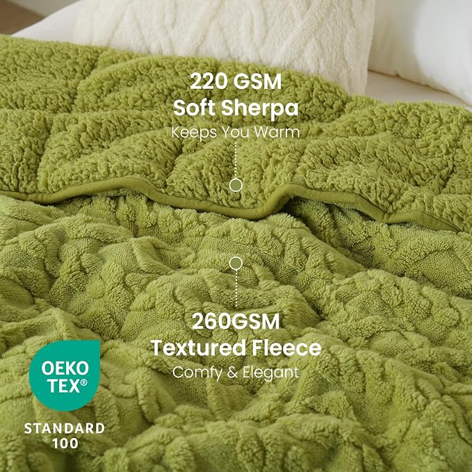 Drewin Weighted Blanket Queen Size 15 lbs, Dual Sided Soft Fuzzy Jacquard - Image 3