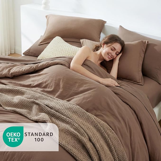 WRENSONGE Full Size Comforter Sets, 7 Pieces Soft Brown Bed in a Bag - Image 2