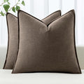 MIULEE Decorative Linen Euro Sham Pillow Covers 24x24 Inch CoffeeBoho Farmhouse by MIULEE