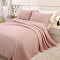 ROOMLIFE Quilt Set Full Size 3D Floral Embroidery Pattern 3-Piece Cotton by ROOMLIFE