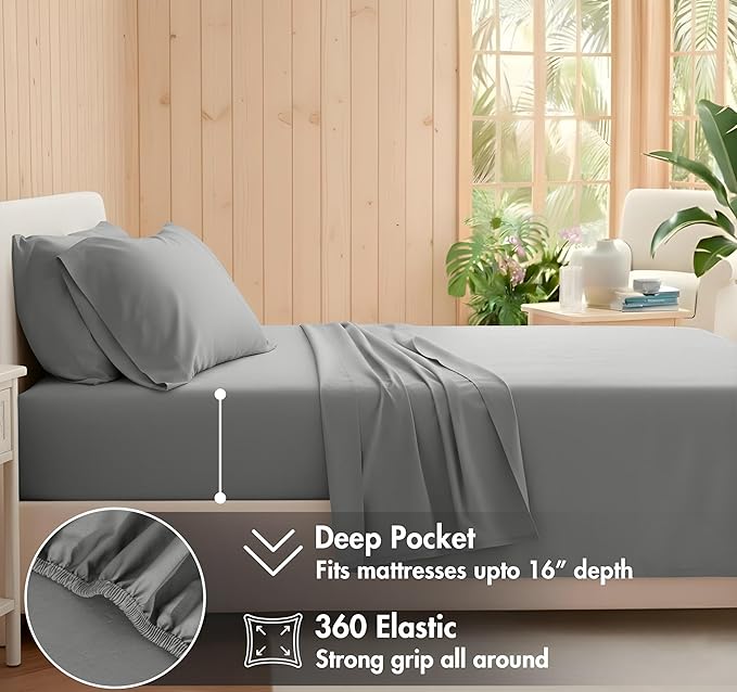 RUVANTI 100% Cotton Sheets – Twin Size Percale Bedding, Cooling & Breathable - Image 4