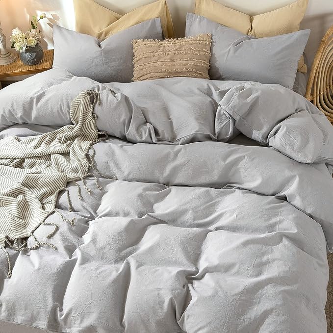 MooMee Bedding Duvet Cover Set 100% Washed Cotton Linen Like Textured - Image 4