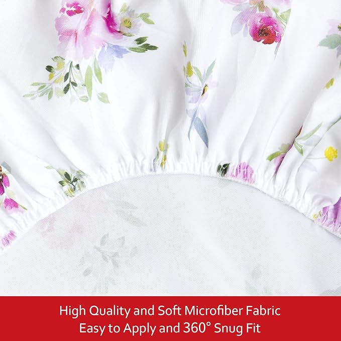 Pack and Play Sheets Girl, 2 Pack Mini Crib Sheets, Stretchy Playard Fitted - Image 4
