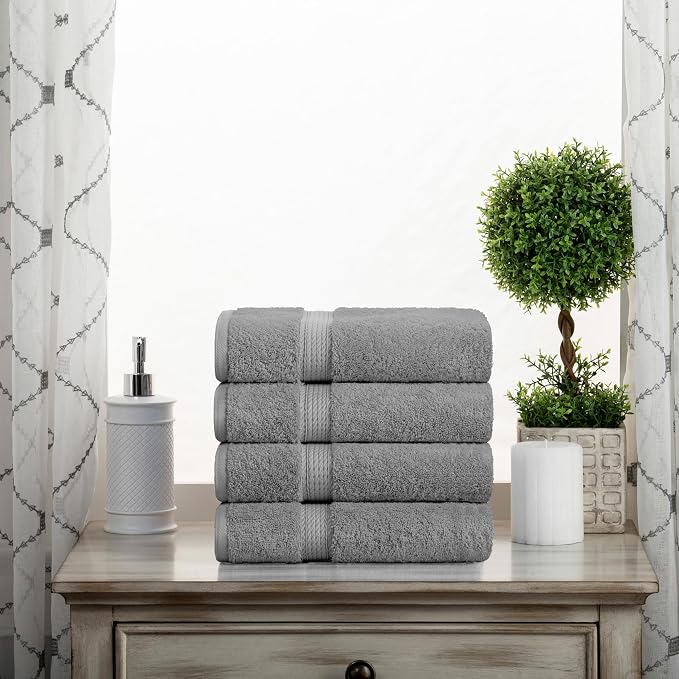 SUPERIOR Egyptian Cotton Pile Hand Towel Set of 4, Ultra Soft Luxury Towels - Image 2
