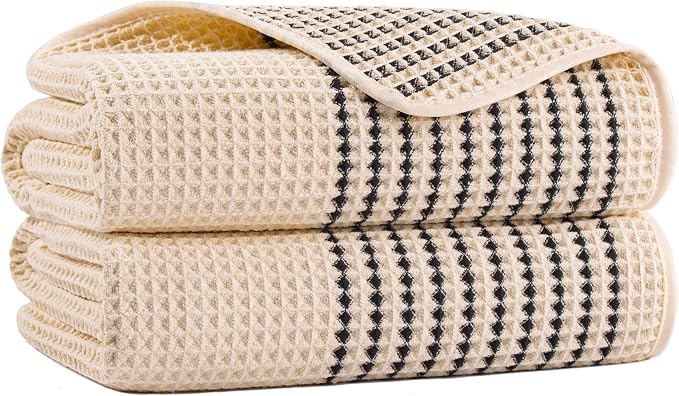 MICROFI New Microfiber Waffle Bath Towels, 2 Pieces, Fast Drying, Lint Free 430 by Unknown