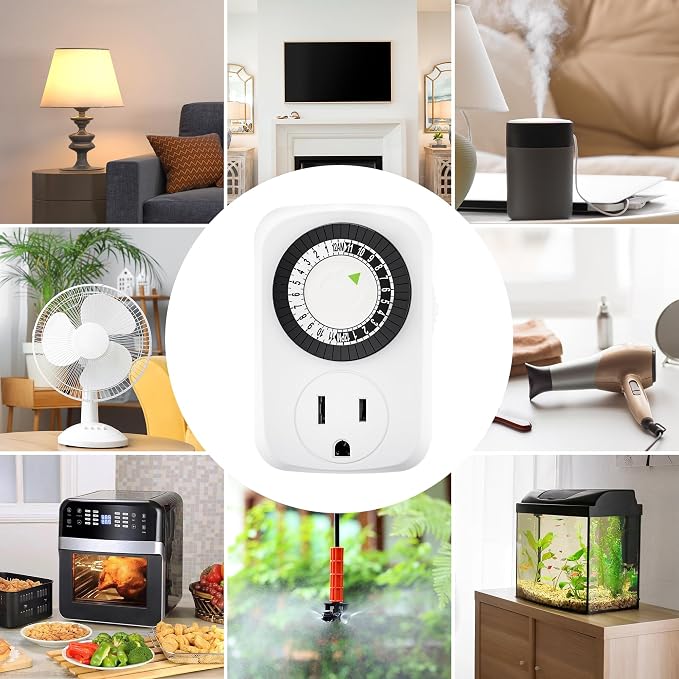 HBN Indoor Mini 24-Hour Mechanical Outlet Timer, - Image 7
