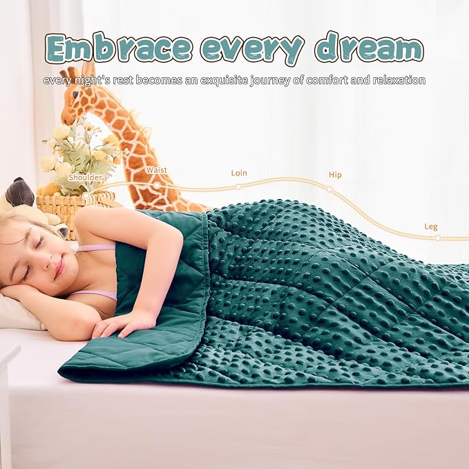 Green Weighted Blanket Kids 7lbs, Breathable Cooling Minky Heavy Throw Blanket - Image 4