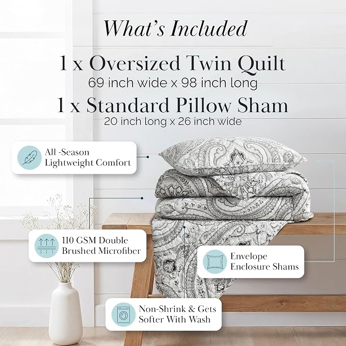Southshore Fine Living, Inc. Farmhouse Bedding Quilt Set, Twin XL Coverlet - Image 2