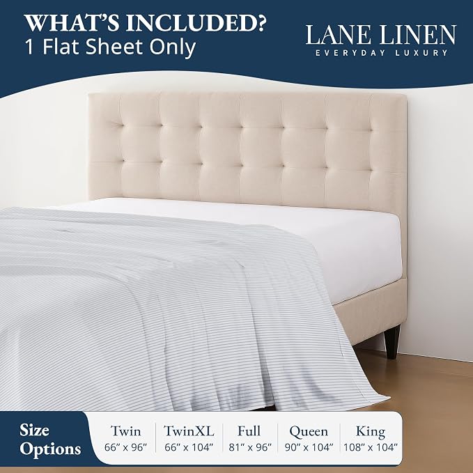 Lane Linen 100% Organic Cotton Twin Size Flat Sheet Only - Image 2