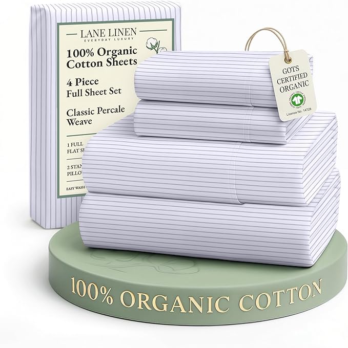 LANE LINEN 100% Organic Cotton Full Sheet Set, Low Pilling Fade Resistant by LaneLinen