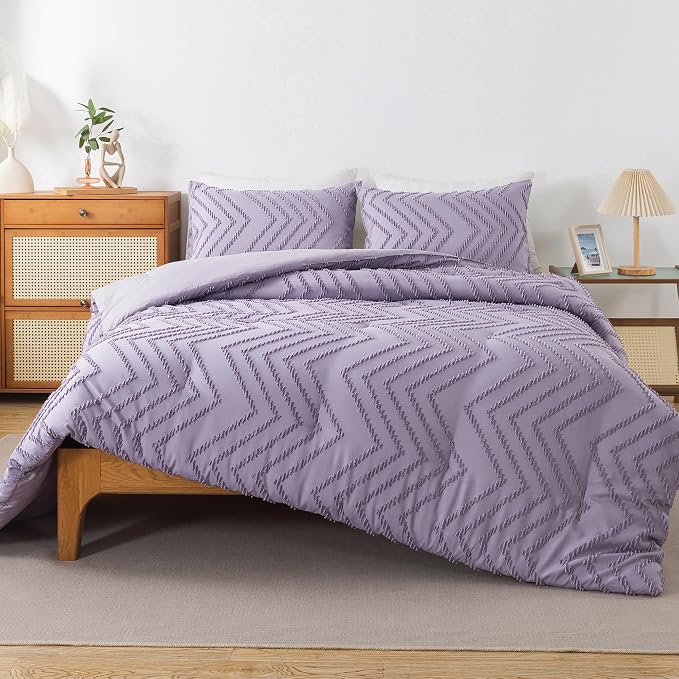 Andency Purple Comforter Set Full Size, Boho Girls Women Lavender Soft Fluffy - Image 2