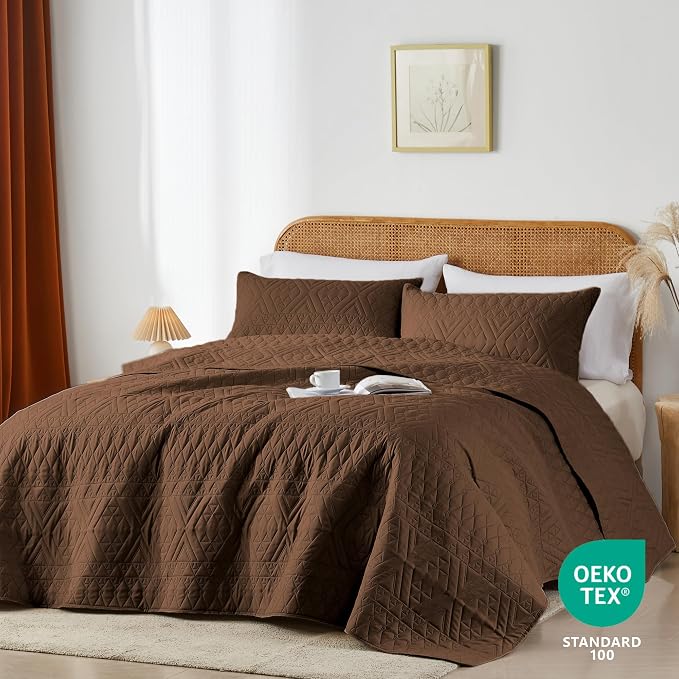 akkialla Twin Size Quilt Bedding Set, Modern Style Geoetric Pattern Coverlet Set - Image 2