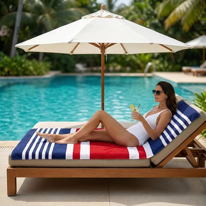 Premium Terry Cabana Beach Towel, Soft Plush Cotton Pool Towel, 30” x 60” - Image 3