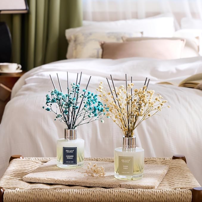 Airkeep Reed Diffuser 3.38 oz 2pk, Clean Linen/Cashmere Vanilla Scented Reed - Image 4