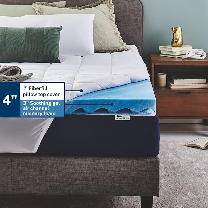 Sleep Innovations Dual Layer 4 Inch Memory Foam Mattress Topper, Full Size - Image 3