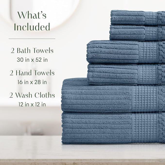 Springtree Home 100% Cotton Bath Towel Set | 6 Piece Set | Absorbent & - Image 2