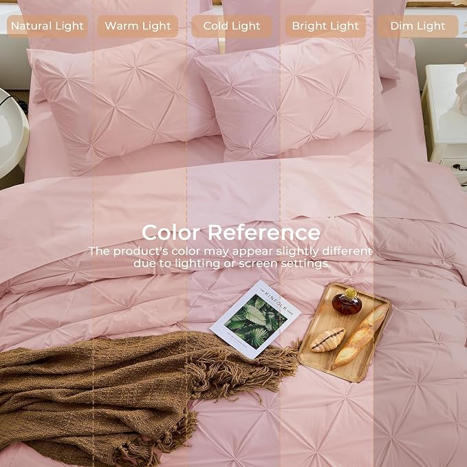 Sasttie King Size Comforter Set, 7-Piece Bed in a Bag, Pintuck Bedding Set - Image 8