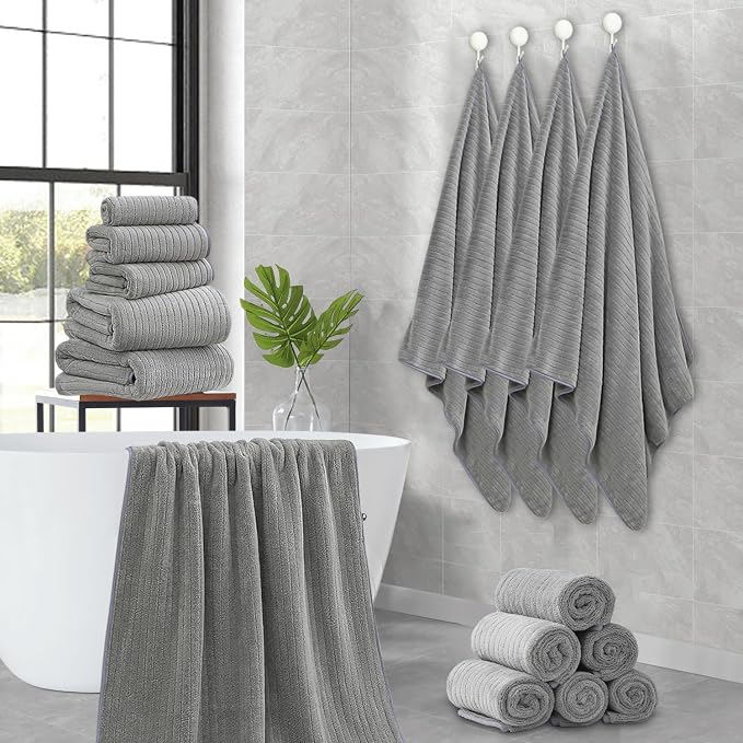 Hailea 18 Piece Family Bath Towel Set Include 6 Bath Towels, 6 Hand Towels and - Image 8