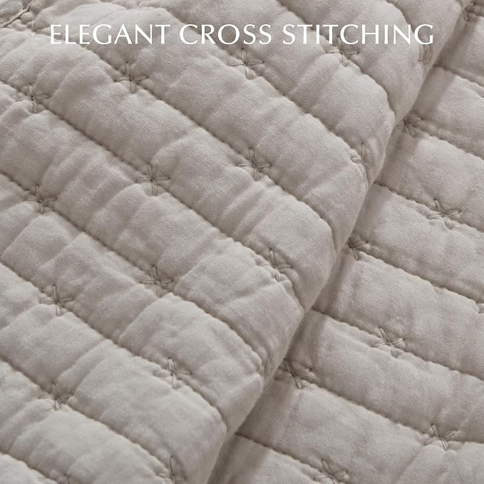 EVERGRACE Cross Stitch Pre-Washed Cotton Quilt Bedding Set King Size, Oversized - Image 3
